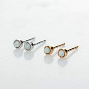 SP Opal Teeny Stud Earrings Silver