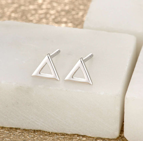 SP Small Open Triangle Stud Earrings