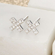 Load image into Gallery viewer, SP Pave Cross Earrings